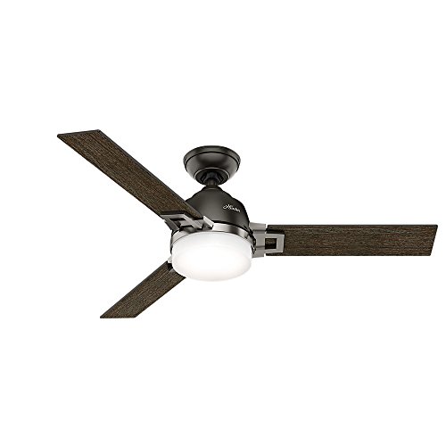 Hunter 59219 48" Leoni Ceiling Fan with Light with Handheld Remote  Small  Noble Bronze/Brushed Nickel - B01CDFZTQY